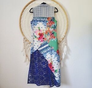 Soft Surroundings Enchanted Garden Mixed-Media Boho Sleeveless Maxi Dress XS